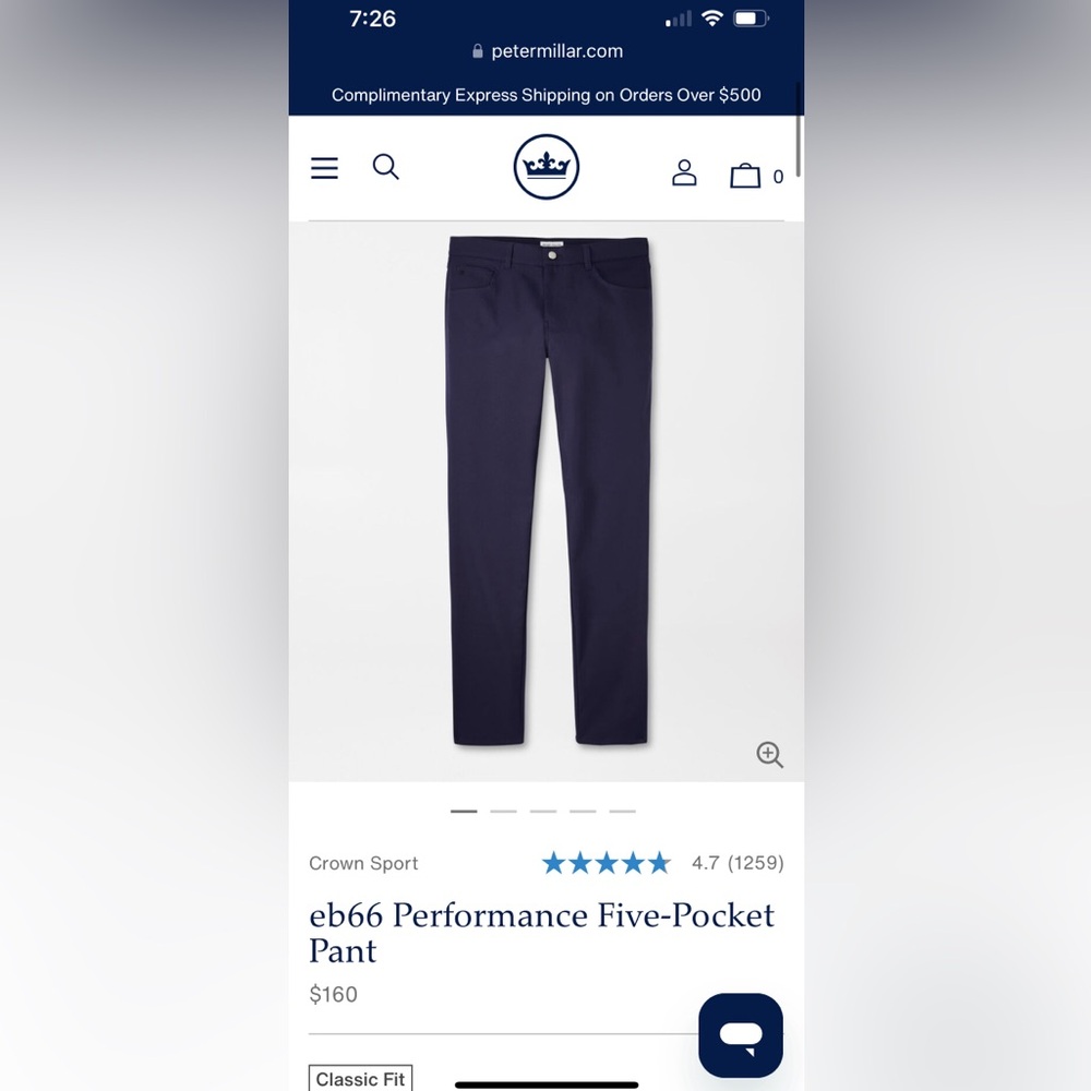 Men’s Peter Millar Crown Sport Pants (Navy)